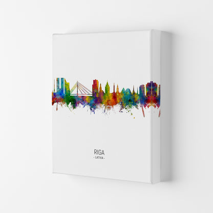 Riga Latvia Skyline Portrait Art Print by Michael Tompsett Canvas