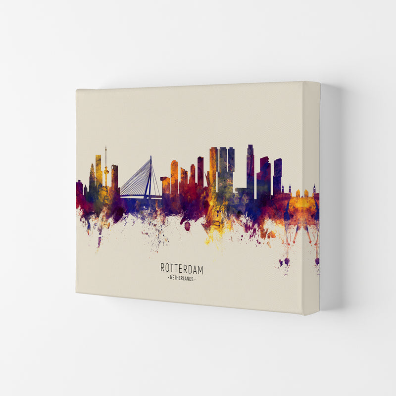 Rotterdam Netherlands Skyline Autumn City Name Art Print by Michael Tompsett Canvas