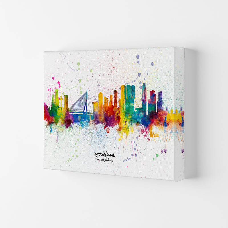 Rotterdam Netherlands Skyline Splash Art Print by Michael Tompsett Canvas
