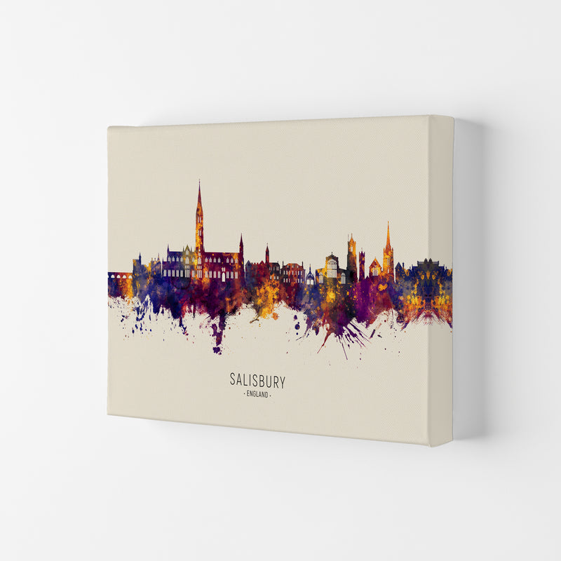 Salisbury England Skyline Autumn City Name Art Print by Michael Tompsett Canvas