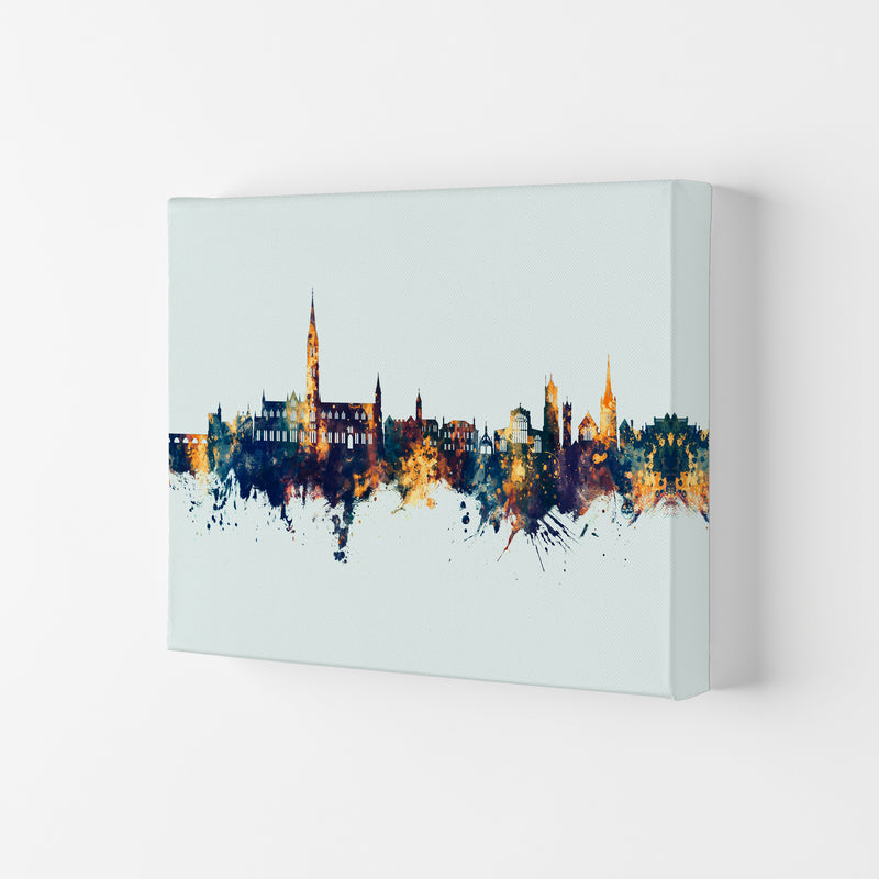 Salisbury England Skyline Blue Orange Art Print by Michael Tompsett Canvas