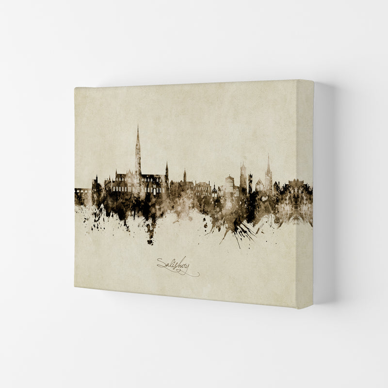 Salisbury England Skyline Vintage Art Print by Michael Tompsett Canvas