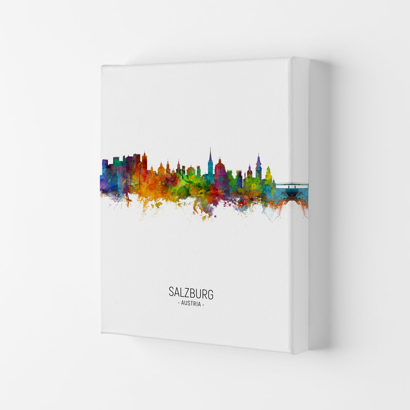 Salzburg Austria Skyline Portrait Art Print by Michael Tompsett Canvas