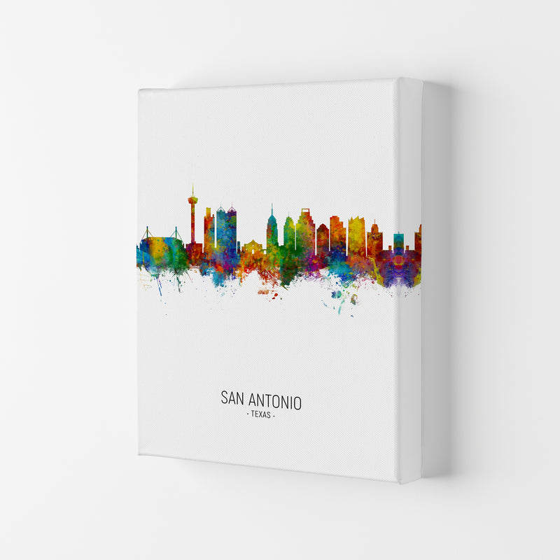 San Antonio Texas Skyline Portrait Art Print by Michael Tompsett Canvas