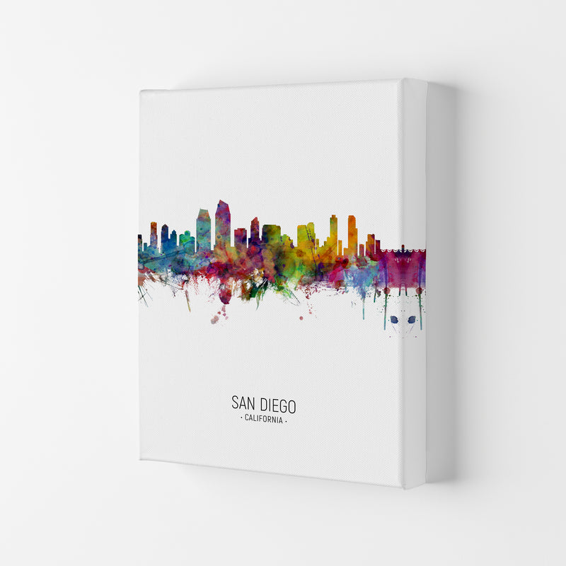 San Diego California Skyline Portrait Art Print by Michael Tompsett Canvas