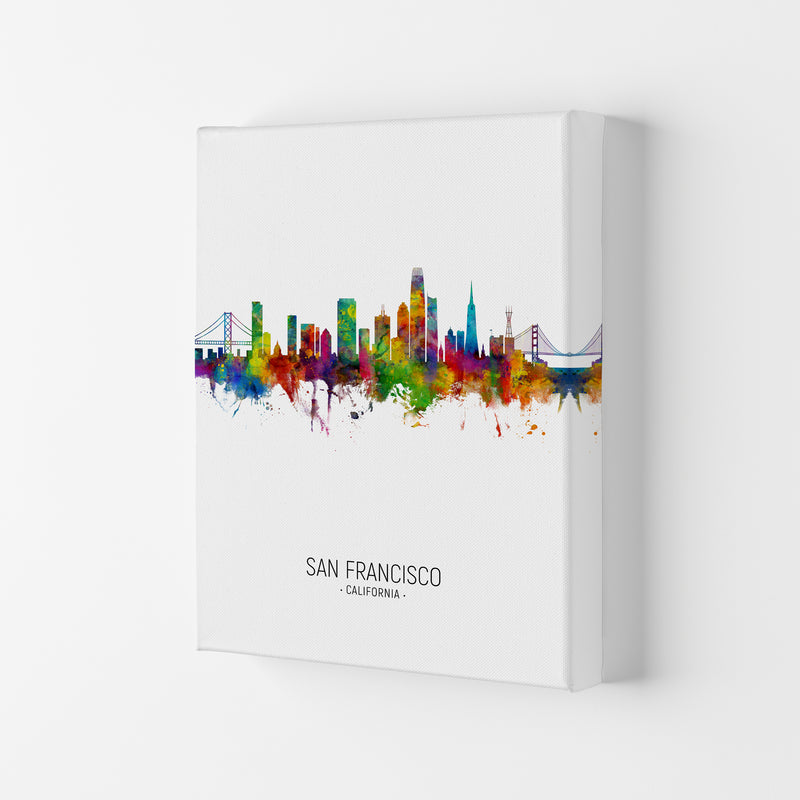 San Francisco California Skyline Portrait Art Print by Michael Tompsett Canvas