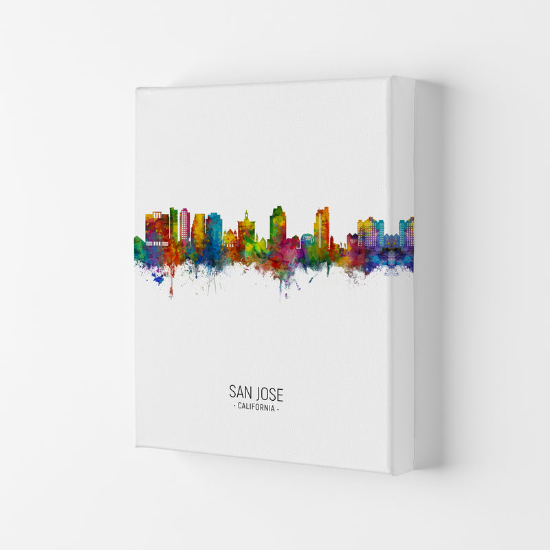 San Jose California Skyline Portrait Art Print by Michael Tompsett Canvas