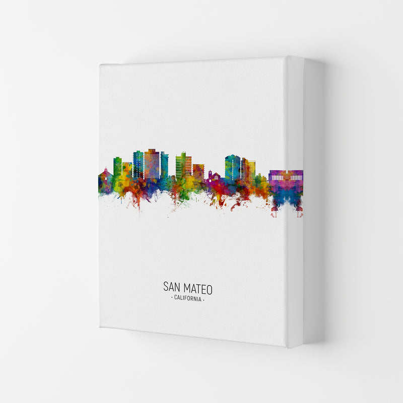 San Mateo California Skyline Portrait Art Print by Michael Tompsett Canvas
