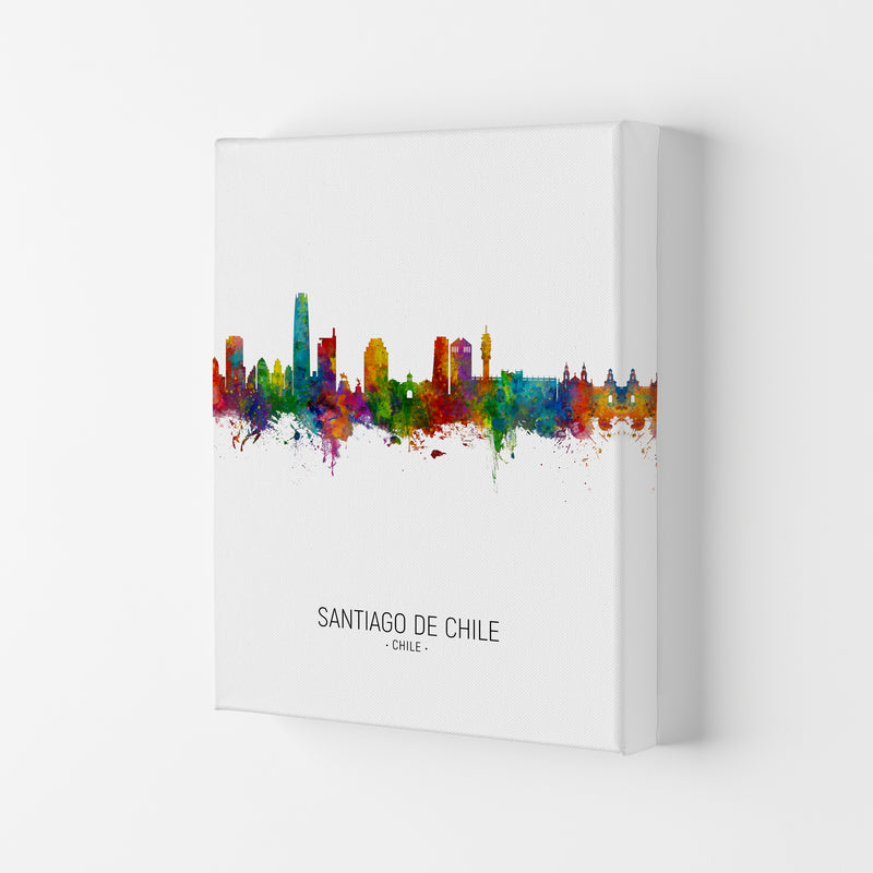 Santiago De Chile Chile Skyline Portrait Art Print by Michael Tompsett Canvas
