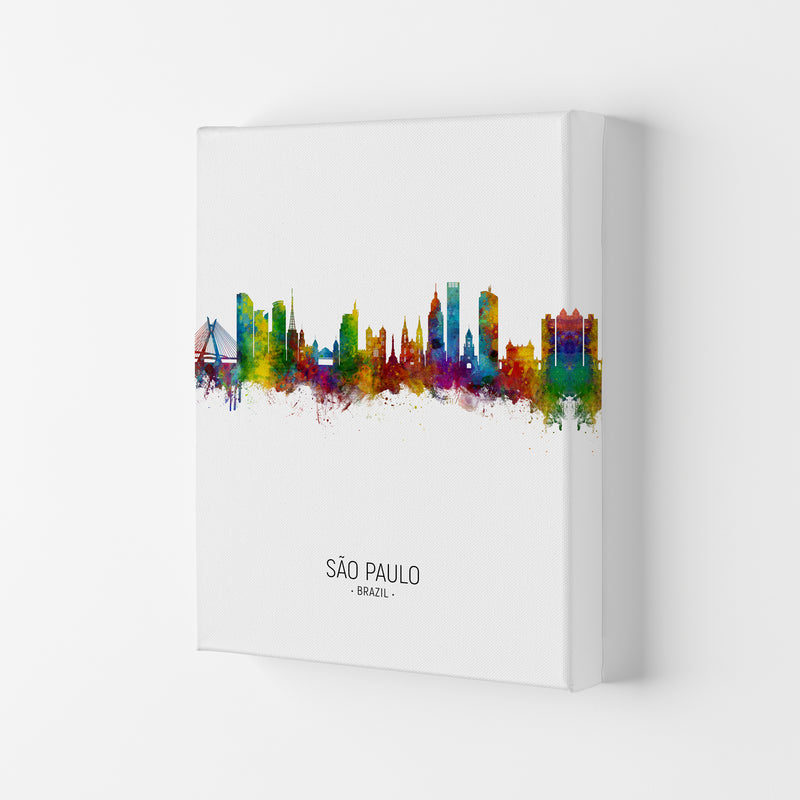 Sao Paulo Brazil Skyline Portrait Art Print by Michael Tompsett Canvas