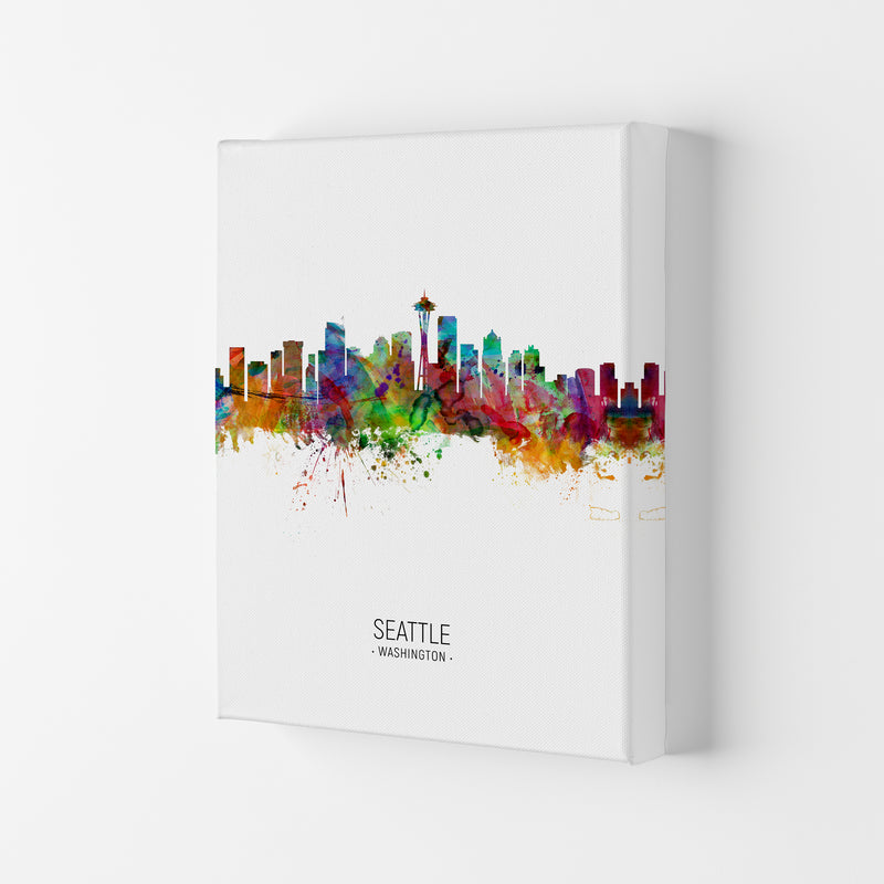 Seattle Washington Skyline Portrait Art Print by Michael Tompsett Canvas