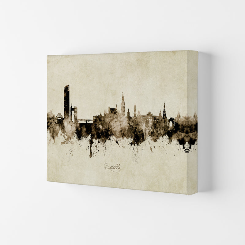 Sevilla Spain Skyline Vintage Art Print by Michael Tompsett Canvas