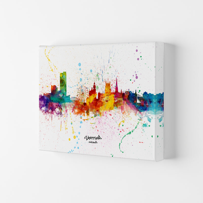 Sheffield England Skyline Splash Art Print by Michael Tompsett Canvas