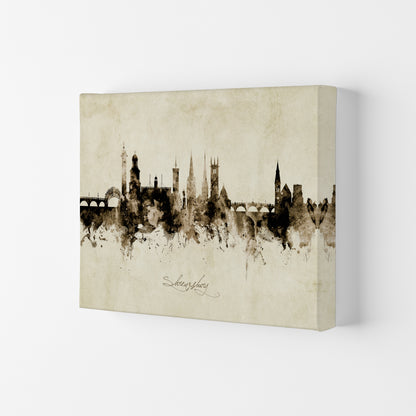 Shrewsbury England Skyline Vintage Art Print by Michael Tompsett Canvas