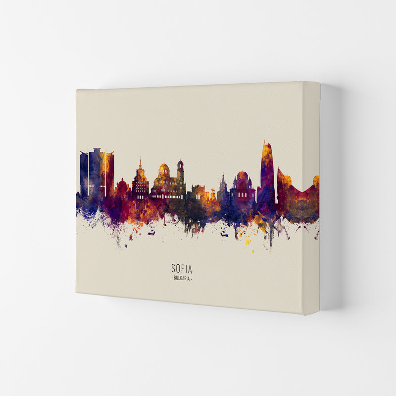 Sofia Bulgaria Skyline Autumn City Name Art Print by Michael Tompsett Canvas