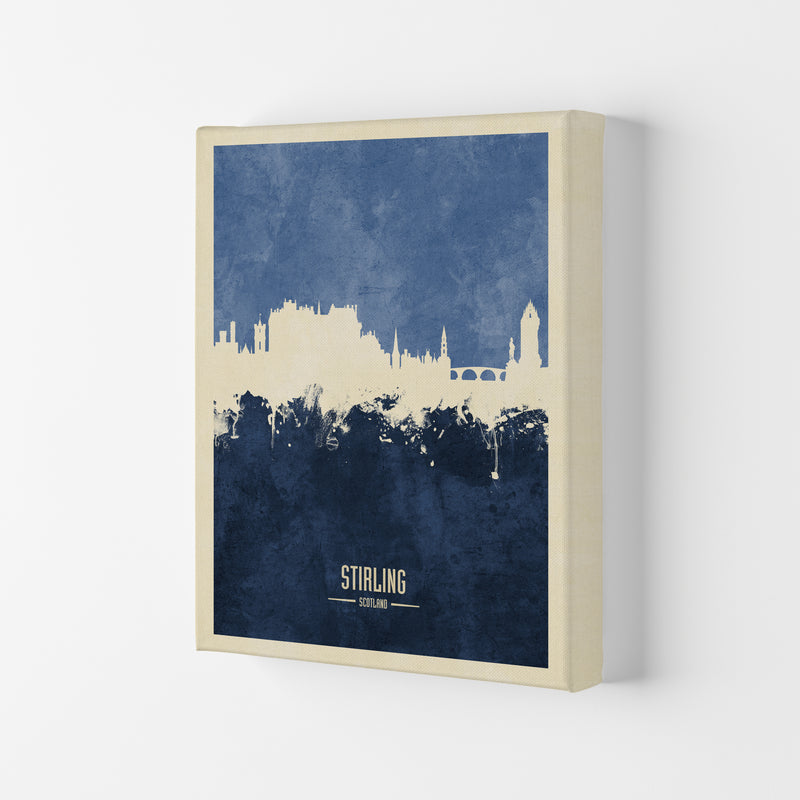 Stirling Scotland Skyline Portrait Navy Art Print by Michael Tompsett Canvas