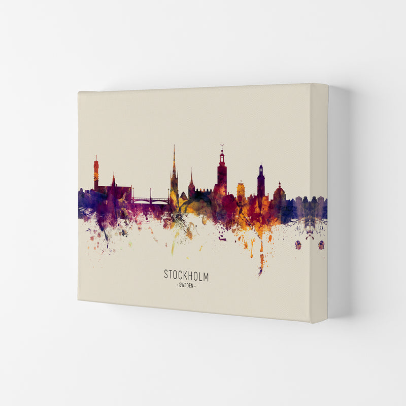 Stockholm Sweden Skyline Autumn City Name Art Print by Michael Tompsett Canvas