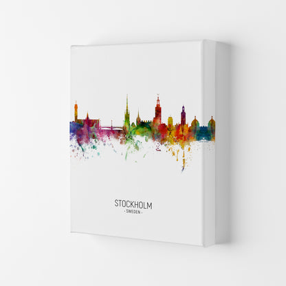 Stockholm Sweden Skyline Portrait Art Print by Michael Tompsett Canvas
