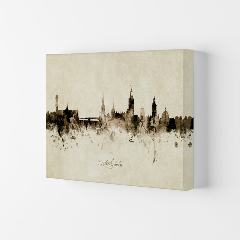 Stockholm Sweden Skyline Vintage Art Print by Michael Tompsett Canvas