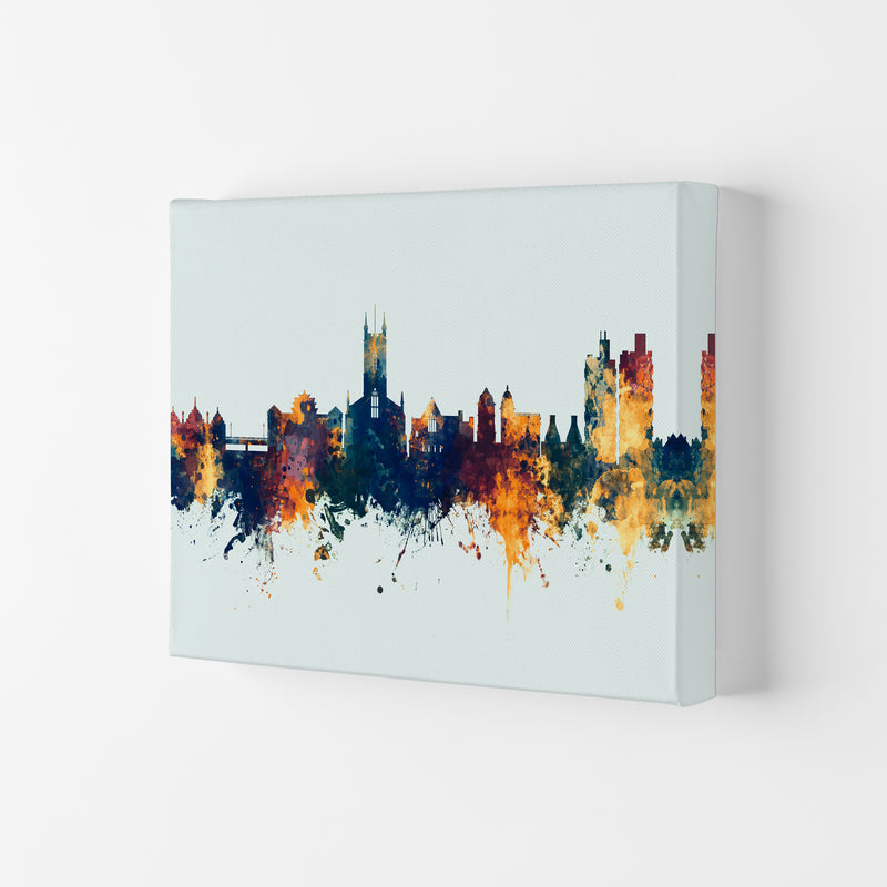 Stoke-On-Trent England Skyline Blue Orange Art Print by Michael Tompsett Canvas