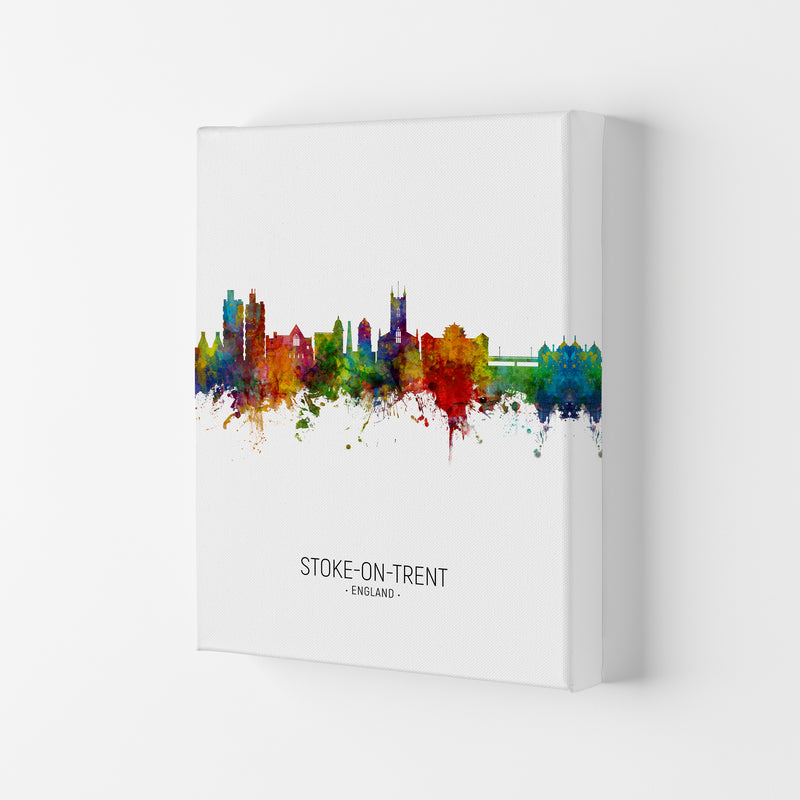 Stoke-On-Trent England Skyline Portrait Art Print by Michael Tompsett Canvas