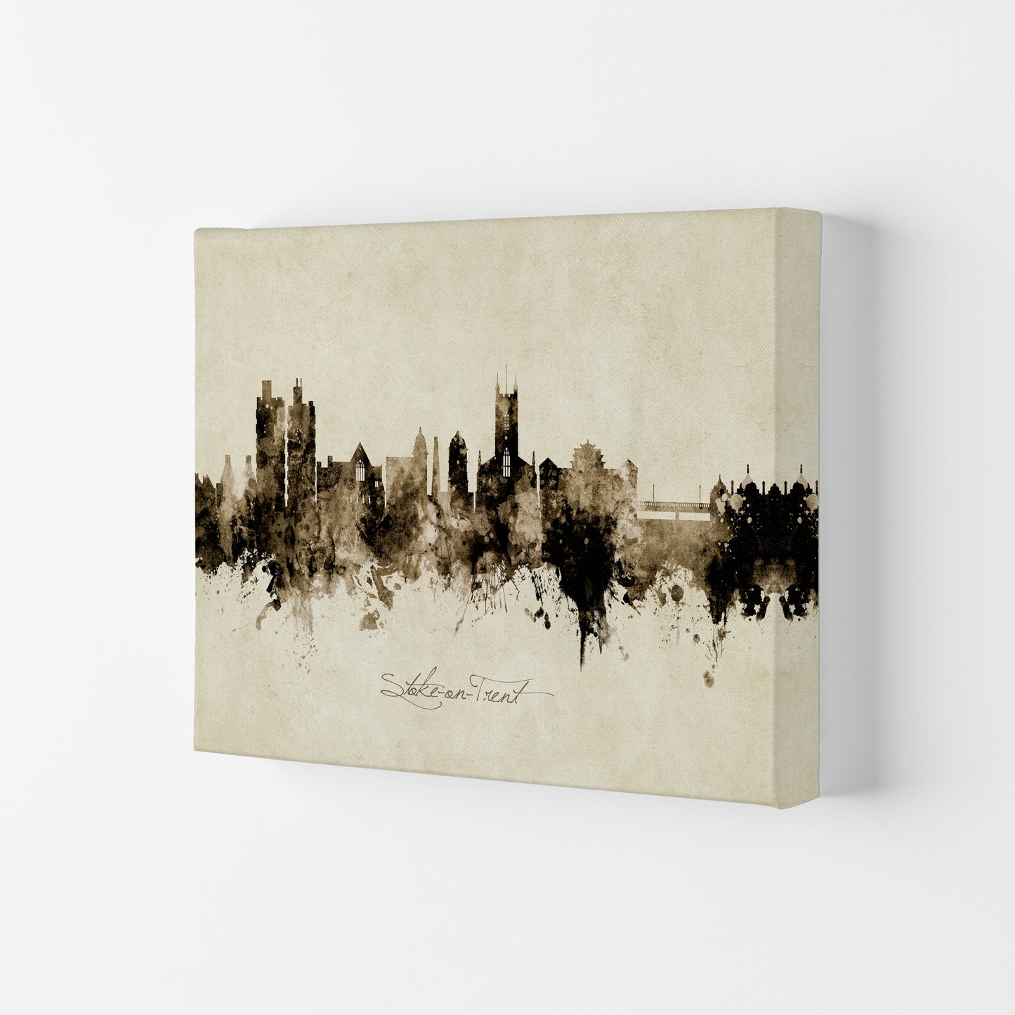 Stoke-On-Trent England Skyline Vintage Art Print by Michael Tompsett Canvas