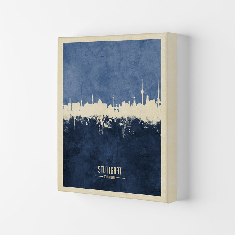 Stuttgart Germany Skyline Portrait Navy Art Print by Michael Tompsett Canvas