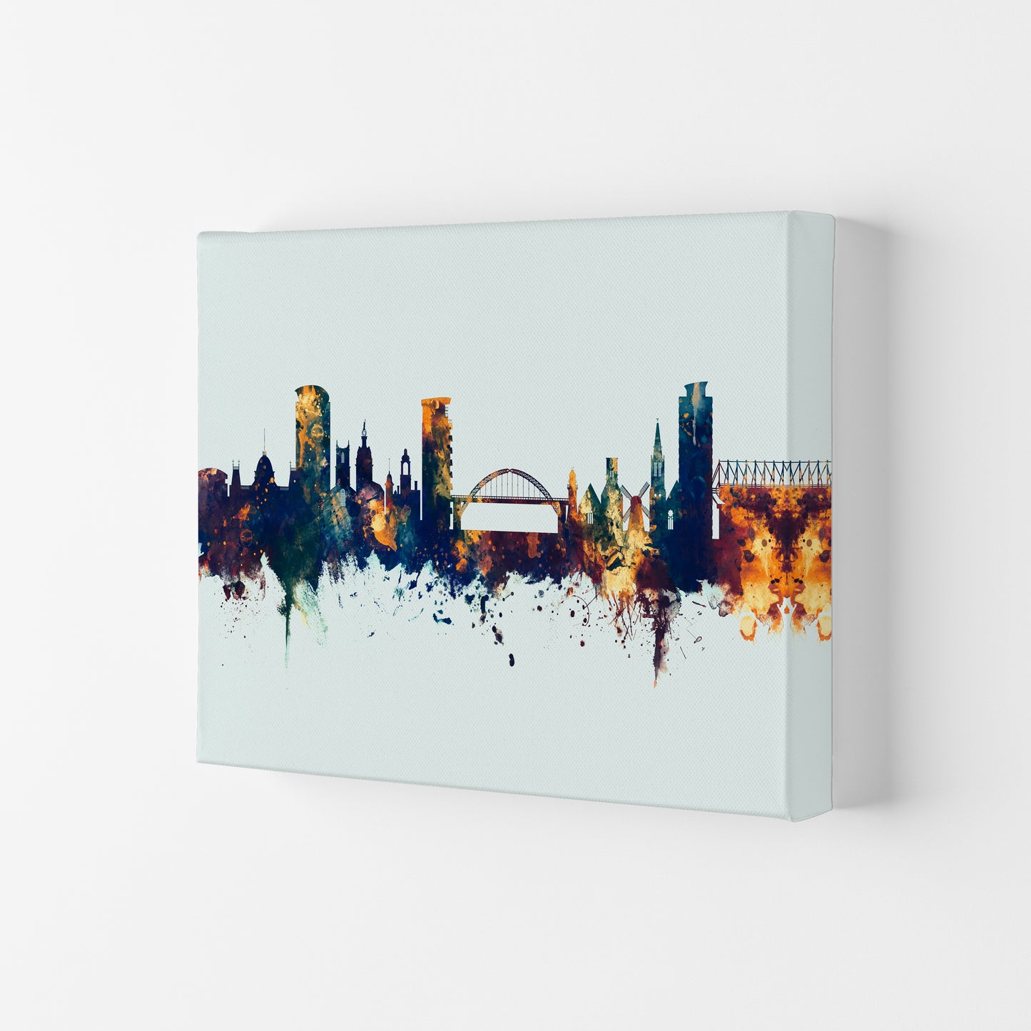 Sunderland England Skyline Blue Orange Art Print by Michael Tompsett Canvas