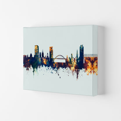 Sunderland England Skyline Blue Orange Art Print by Michael Tompsett Canvas
