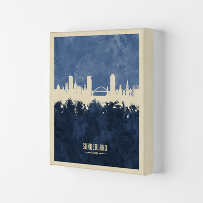 Sunderland England Skyline Portrait Navy Art Print by Michael Tompsett Canvas