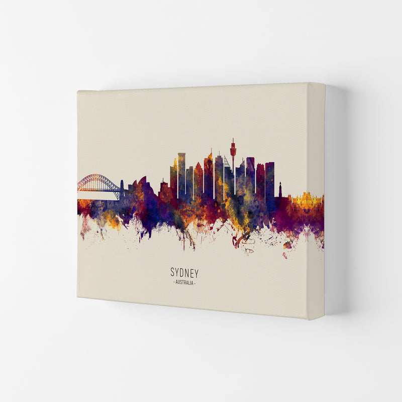 Sydney Australia Skyline Autumn City Name Art Print by Michael Tompsett Canvas
