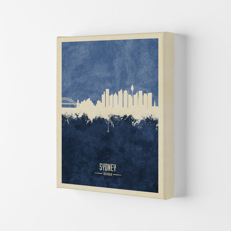 Sydney Australia Skyline Portrait Navy Art Print by Michael Tompsett Canvas