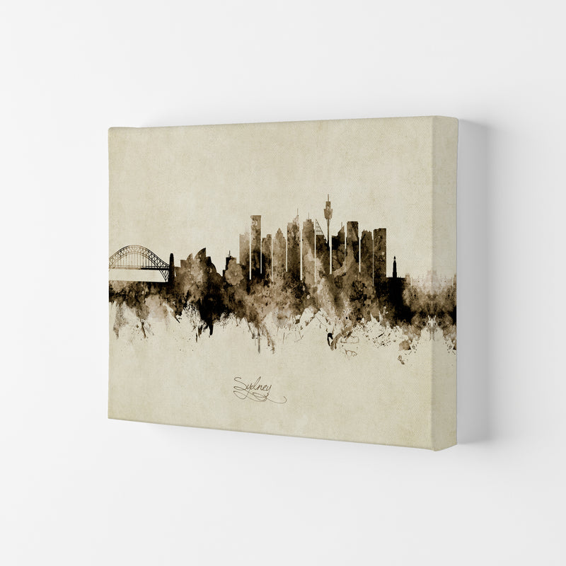 Sydney Australia Skyline Vintage Art Print by Michael Tompsett Canvas