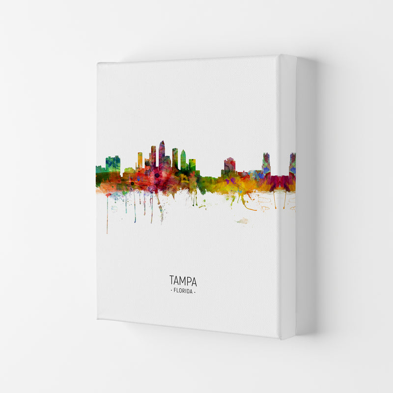Tampa Florida Skyline Portrait Art Print by Michael Tompsett Canvas