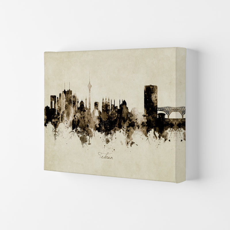 Tehran Iran Skyline Vintage Art Print by Michael Tompsett Canvas
