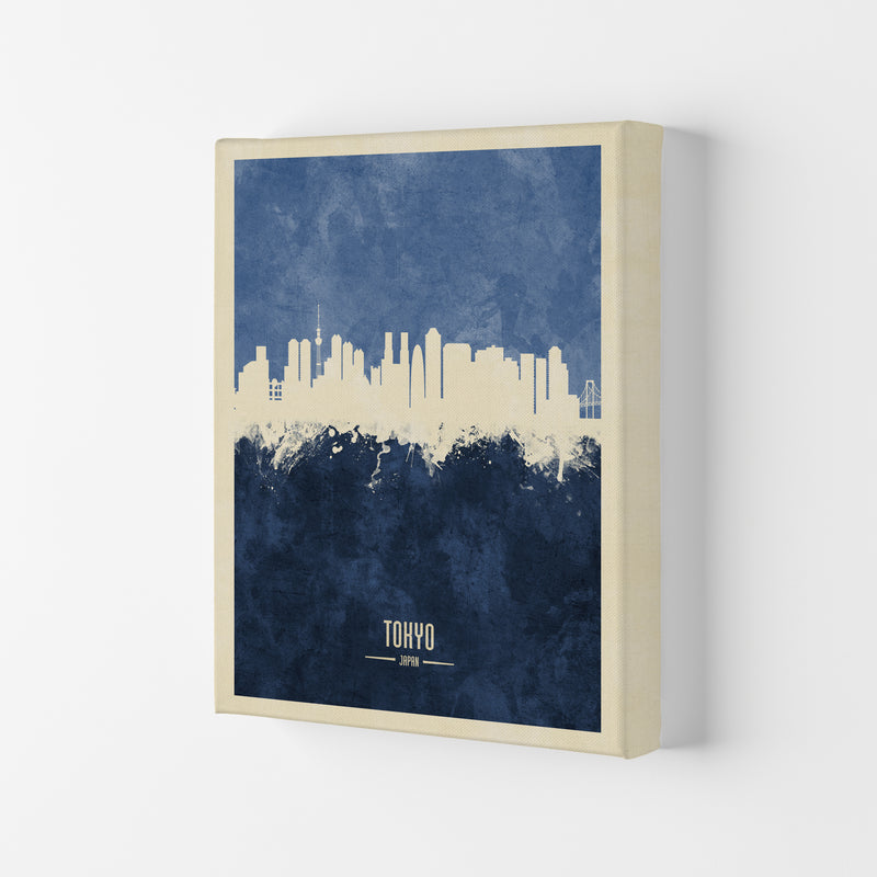 Tokyo Japan Skyline Portrait Navy Art Print by Michael Tompsett Canvas