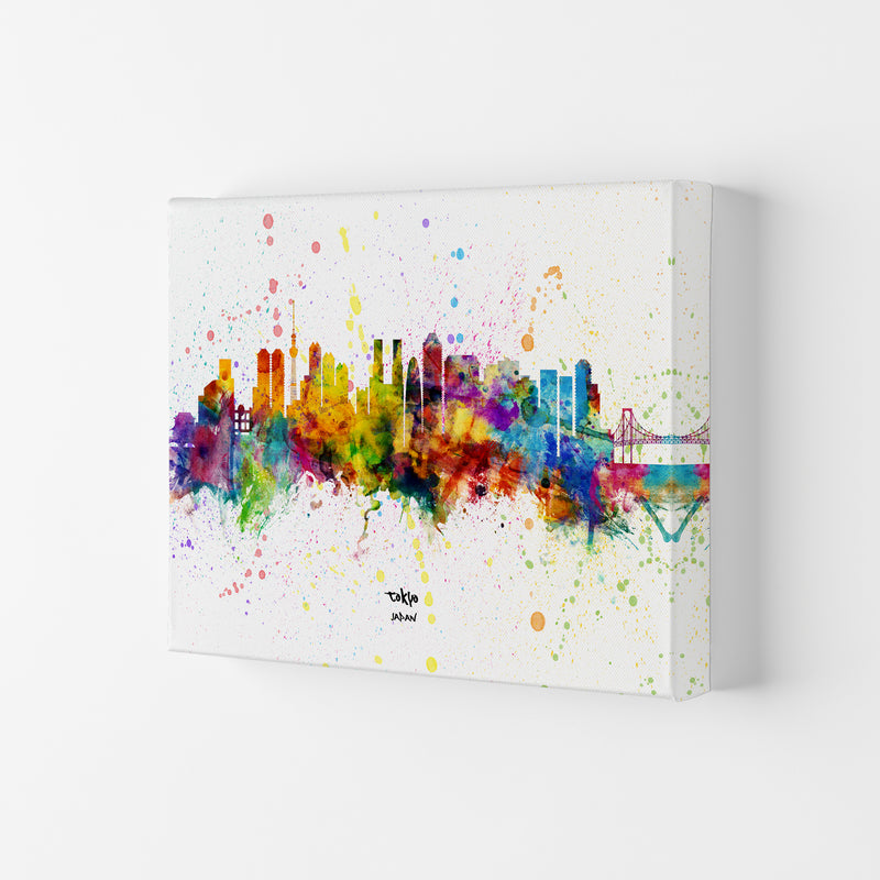 Tokyo Japan Skyline Splash Art Print by Michael Tompsett Canvas
