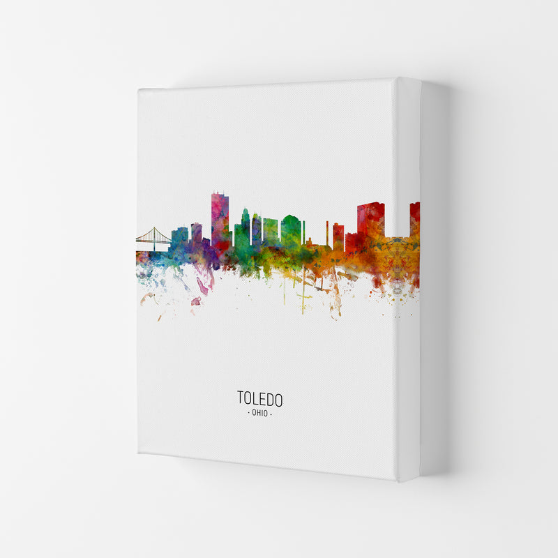 Toledo Ohio Skyline Portrait Art Print by Michael Tompsett Canvas