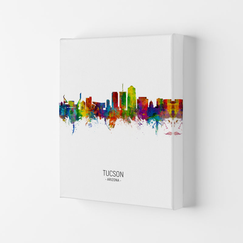 Tucson Arizona Skyline Portrait Art Print by Michael Tompsett Canvas