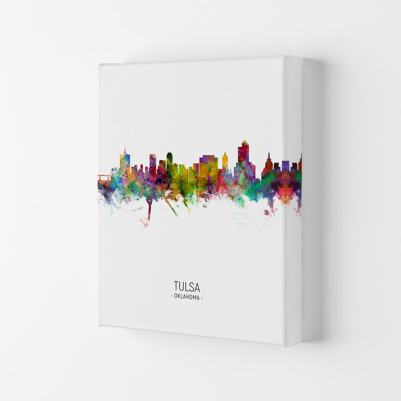 Tulsa Oklahoma Skyline Portrait Art Print by Michael Tompsett Canvas