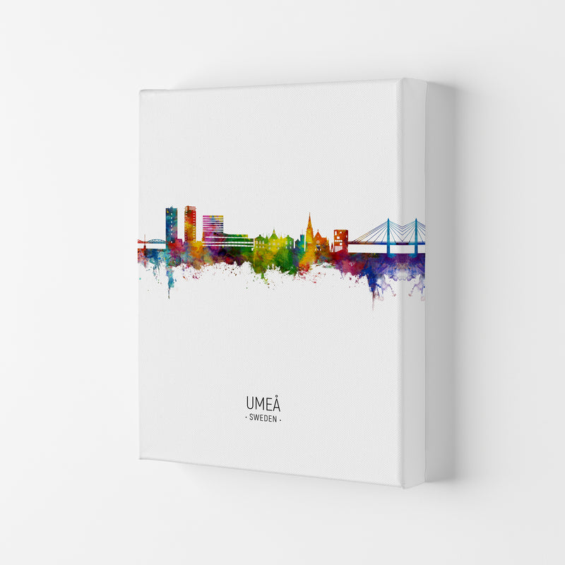 Umea Sweden Skyline Portrait Art Print by Michael Tompsett Canvas