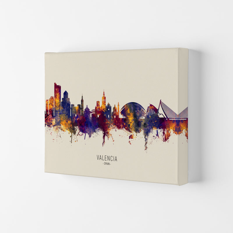 Valencia Spain Skyline Autumn City Name Art Print by Michael Tompsett Canvas