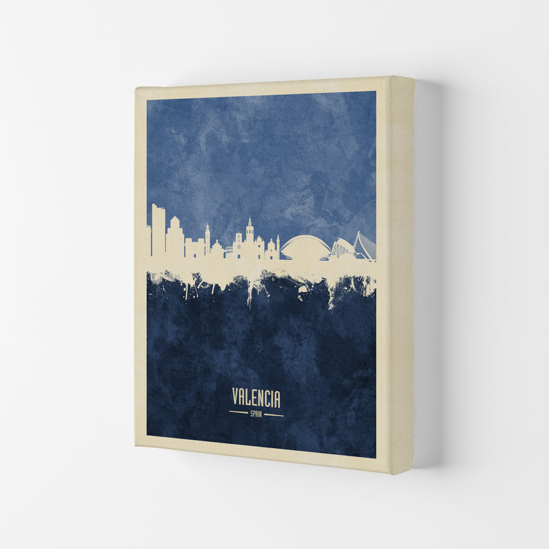 Valencia Spain Skyline Portrait Navy Art Print by Michael Tompsett Canvas