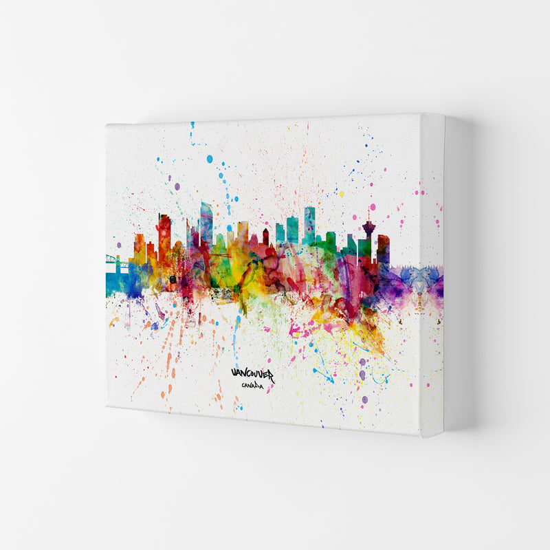 Vancouver Canada Skyline Splash Art Print by Michael Tompsett Canvas