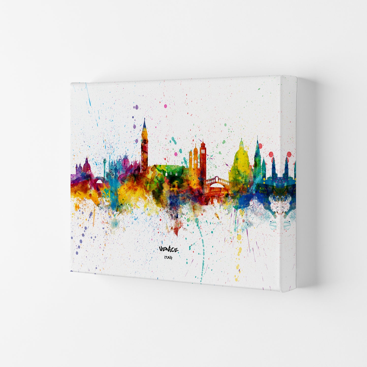 Venice Italy Skyline Splash Art Print by Michael Tompsett Canvas