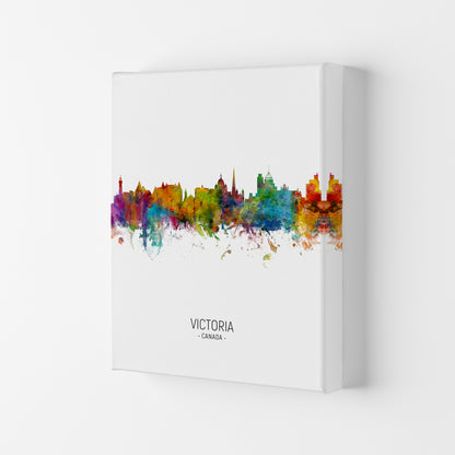 Victoria Canada Skyline Portrait Art Print by Michael Tompsett Canvas