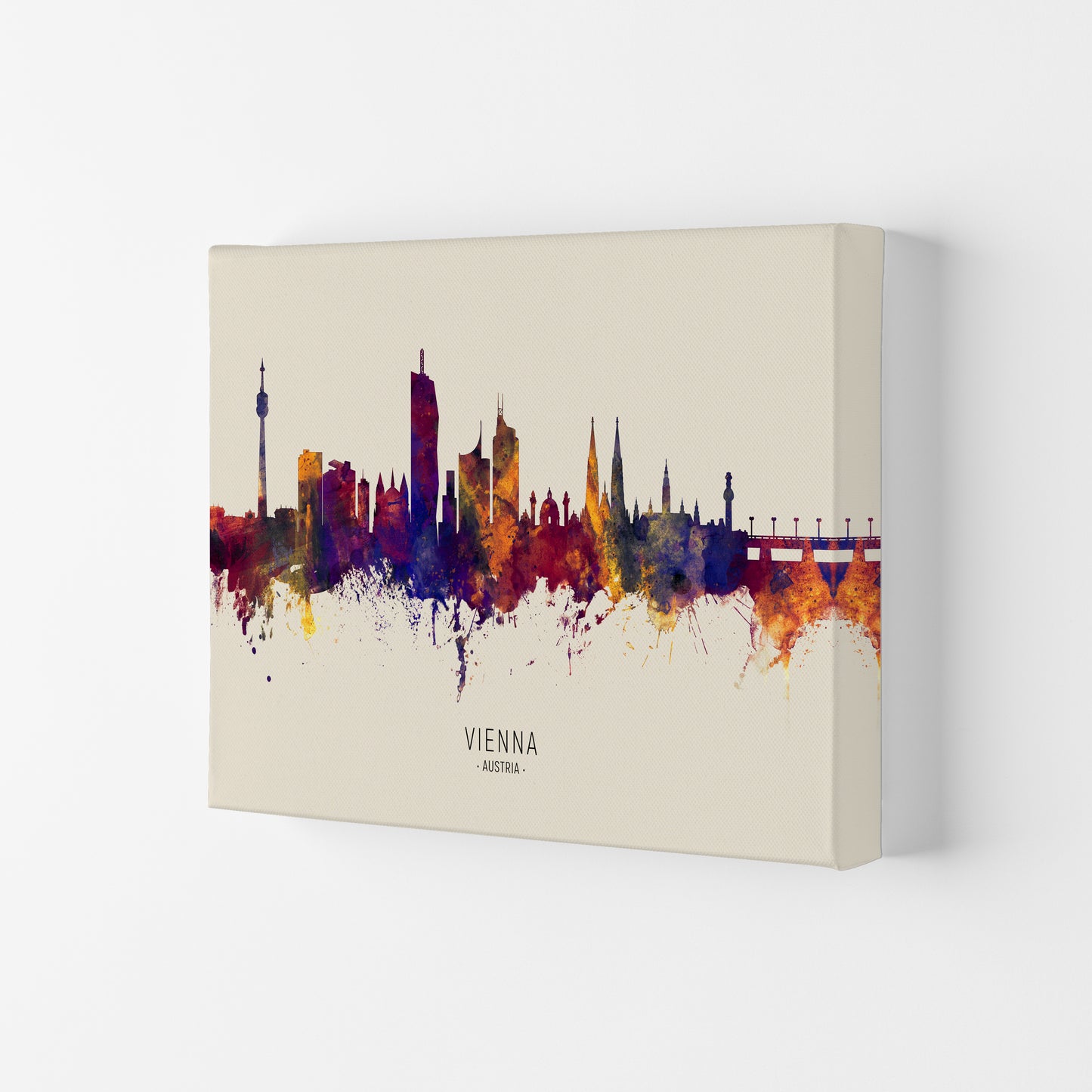 Vienna Austria Skyline Autumn City Name Art Print by Michael Tompsett Canvas