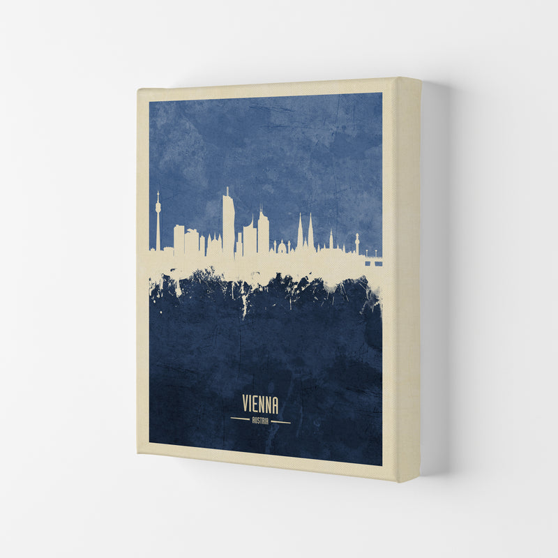 Vienna Austria Skyline Portrait Navy Art Print by Michael Tompsett Canvas
