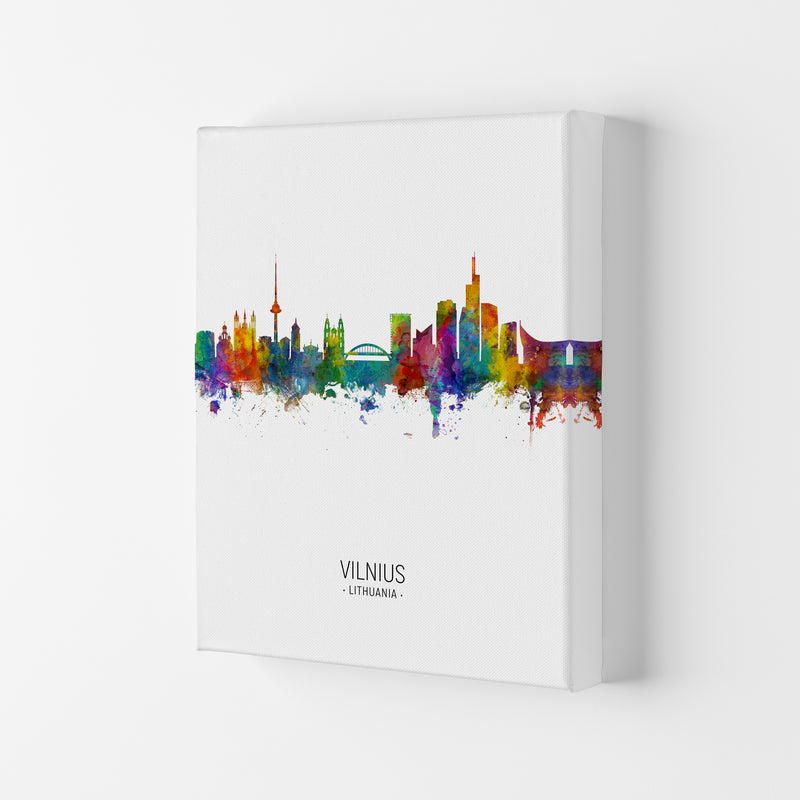 Vilnius Lithuania Skyline Portrait Art Print by Michael Tompsett Canvas