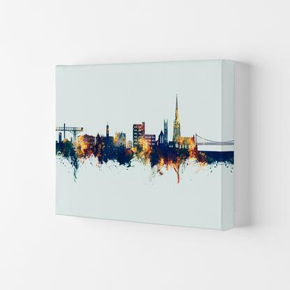Warrington England Skyline Blue Orange Art Print by Michael Tompsett Canvas